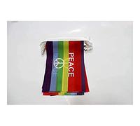 AZ FLAG Guirlande Arc-en-Ciel Symbole Paix 6 m 20 drapeaux Polyester Léger | Usage intérieur et extérieur Guirlande de drapeaux gay drapeaux cousus sur un ruban renforcé
