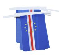 AZ FLAG Guirlande Cap Vert 6 m 20 drapeaux Polyester Léger 21x15 cm | Usage intérieur et extérieur Guirlande de drapeaux cap-verdien Cabo Verde drapeaux cousus sur un ruban renforcé