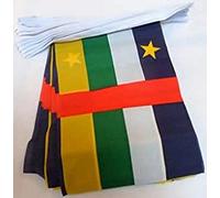 AZ FLAG Guirlande Centrafrique 6 m 20 drapeaux Polyester Léger 21x15 cm | Usage intérieur et extérieur Guirlande de drapeaux centrafricain Ködörösêse tî Bêafrîka drapeaux cousus sur un ruban renforcé