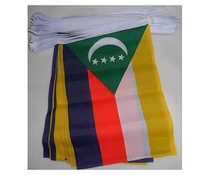 AZ FLAG Guirlande Comores 6 m 20 drapeaux Polyester Léger 21x15 cm | Usage intérieur et extérieur Guirlande de drapeaux comorien جزر القمر drapeaux cousus sur un ruban renforcé