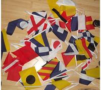 AZ FLAG - Guirlande Drapeau Code international des signaux maritimes - 13 Mètres Avec 40 Fanions Alphabet Nautique - Grand Pavois De 21x14 cm - Petits Drapeaux 100% Polyester - 130g