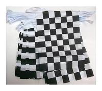 AZ FLAG - Guirlande Drapeau Damier noir et blanc - 12 Mètres Avec 20 Drapeaux À Damiers - Course Automobile - Formule 1 De 45x30 cm - Fanions 100% Polyester - 200g
