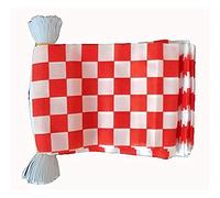 AZ FLAG - Guirlande Drapeau Damier Rouge et blanc - 12 Mètres Avec 20 Drapeaux À Damiers De 45x30 cm - Fanions 100% Polyester - 200g