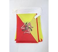 AZ FLAG - Guirlande Drapeau Sicile - 12 Mètres Avec 20 Drapeaux Sicilien - Italie De 45x30 cm - Fanions 100% Polyester - 200g