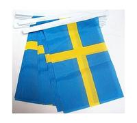 AZ FLAG - Guirlande Drapeau Suède - 4 Mètres Avec 20 Petits Drapeaux Suédois De 15x10 cm - Fanion 100% Polyester - 40g