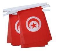 AZ FLAG - Guirlande Drapeau Tunisie - 4 Mètres Avec 20 Petits Drapeaux Tunisien De 15x10 cm - Fanion 100% Polyester - 40g