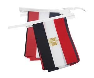 AZ FLAG Guirlande Egypte 6 m 20 drapeaux Polyester Léger 21x15 cm | Usage intérieur et extérieur Guirlande de drapeaux egyptien مصر drapeaux cousus sur un ruban renforcé