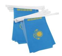 AZ FLAG Guirlande Kazakhstan 6 m 20 drapeaux Polyester Léger 21x15 cm | Usage intérieur et extérieur Guirlande de drapeaux Казахстан drapeaux cousus sur un ruban renforcé