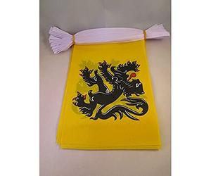 AZ FLAG Guirlande Nord-Pas-de-Calais 6 m 20 drapeaux Polyester Léger | Usage intérieur et extérieur Guirlande de drapeaux nord-pas-de-calaisien drapeaux cousus sur un ruban renforcé