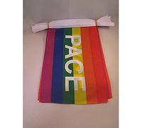 AZ FLAG Guirlande Paix 6 m 20 drapeaux Polyester Léger 21x15 cm | Usage intérieur et extérieur Guirlande de drapeaux Arc-en-Ciel drapeaux cousus sur un ruban renforcé