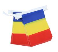 AZ FLAG Guirlande Roumanie 6 m 20 drapeaux Polyester Léger 21x15 cm | Usage intérieur et extérieur Guirlande de drapeaux roumain România drapeaux cousus sur un ruban renforcé