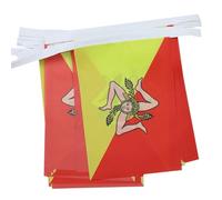 AZ FLAG Guirlande Sicile 6 m 20 drapeaux Polyester Léger 21x15 cm | Usage intérieur et extérieur Guirlande de drapeaux sicilien Sicilia drapeaux cousus sur un ruban renforcé
