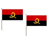 AZ FLAG - Lot de 10 Drapeau Angola - 45x30 cm - Pack de 10 Drapeaux Angolais 100% Polyester avec Hampe en Bois 60 cm