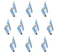 AZ FLAG - Lot de 10 Drapeau De Table Argentine 21x14 cm - 10 Petits Drapeaux Argentin De Bureau 100% Polyester Avec Hampe De 25cm Et Socle En Plastique Noir