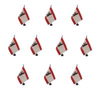 AZ FLAG - Lot de 10 Drapeau De Table Berlin 21x14 cm - 10 Petits Drapeaux Berlinois - Allemagne De Bureau 100% Polyester Avec Hampe De 25cm Et Socle En Plastique Noir