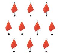 AZ FLAG - Lot de 10 Drapeau De Table Chine - 15x10 cm - 10 Mini Drapeaux Chinois De Bureau 100% Polyester Avec Hampe De 25cm Et Socle En Plastique Noir