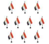 AZ FLAG - Lot de 10 Drapeau De Table Egypte - 15x10 cm - 10 Mini Drapeaux Egyptien De Bureau 100% Polyester Avec Hampe De 25cm Et Socle En Plastique Noir