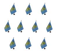 AZ FLAG - Lot de 10 Drapeau De Table Franche-Comté 21x14 cm - 10 Petits Drapeaux Franc-Comtois - Province De Bureau 100% Polyester Avec Hampe De 25cm Et Socle En Plastique Noir