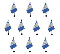 AZ FLAG - Lot de 10 Drapeau De Table Guatemala - 15x10 cm - 10 Mini Drapeaux Guatémaltèque De Bureau 100% Polyester Avec Hampe De 25cm Et Socle En Plastique Noir
