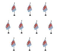 AZ FLAG - Lot de 10 Drapeau De Table Luxembourg avec lion - 15x10 cm - 10 Mini Drapeaux Luxembourgeois De Bureau 100% Polyester Avec Hampe De 25cm Et Socle En Plastique Noir