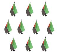 AZ FLAG - Lot de 10 Drapeau De Table Martinique indépéndantiste 21x14cm - 10 Petits Drapeaux Nationaliste Martiniquais De Bureau 100% Polyester Avec Hampe De 25cm Et Socle En Plastique Noir