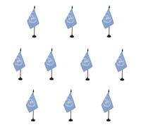 AZ FLAG - Lot de 10 Drapeau De Table ONU - 15x10 cm - 10 Mini Drapeaux Des Nations Unies De Bureau 100% Polyester Avec Hampe De 25cm Et Socle En Plastique Noir