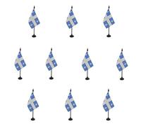 AZ FLAG - Lot de 10 Drapeau De Table Québec - 15x10 cm - 10 Mini Drapeaux Québécois - Canada De Bureau 100% Polyester Avec Hampe De 25cm Et Socle En Plastique Noir