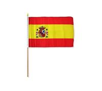 AZ FLAG - Lot de 10 Drapeau Espagne - 45x30 cm - Pack de 10 Drapeaux Espagnol 100% Polyester Avec Hampe en Bois 60 cm