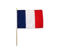 Drapeau France 45x30cm HAMPE en bois - LOT DE 10 Drapeaux français 30 x 45 cm - AZ FLAG