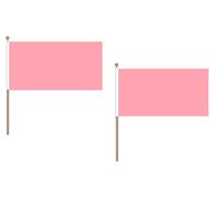 AZ FLAG - Lot de 10 Drapeau Unicolore Rose - 45x30 cm - Pack de 10 Drapeaux De Couleur Rose 100% Polyester Avec Hampe en Bois 60 cm