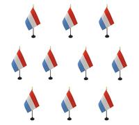 AZ FLAG Lot de 10 Drapeaux de Table Luxembourg 15x10 cm Socle Plastique | Usage intérieur Drapeau de bureau luxembourgeois finition cousue et bords renforcés polyester 100D