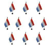AZ FLAG Lot de 10 Drapeaux de Table Luxembourg 15x10 cm Socle Plastique | Usage intérieur Drapeau de bureau luxembourgeois finition cousue et bords renforcés polyester 100D