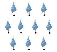 AZ FLAG Lot de 10 Drapeaux de Table ONU 15x10 cm Socle Plastique | Usage intérieur Drapeau de bureau des nations unies finition cousue et bords renforcés polyester 100D