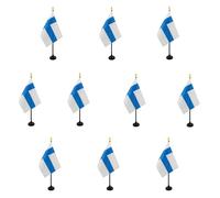 AZ FLAG - Lot de 10 Mini Drapeau Finlande De Table - 15x10 cm - 10 Drapeaux Finlandais De Bureau 100% Polyester Avec Hampe Point Dorée