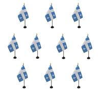 AZ FLAG - Lot de 10 Mini Drapeau Québec De Table - 15x10 cm - 10 Drapeaux Québécois - Canada De Bureau 100% Polyester Avec Hampe Point Dorée