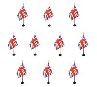 AZ FLAG - Lot de 10 Mini Drapeau Royaume-Uni De Table - 15x10 cm - 10 Drapeaux Anglais - Uk - Grande Bretagne De Bureau 100% Polyester Avec Hampe Point Dorée