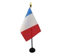 AZ FLAG - Mini Drapeau Acadie De Table - 15x10 cm - Drapeau Acadien De Bureau 100% Polyester Avec Hampe Pointe Dorée 25cm