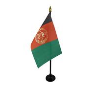 AZ FLAG - Mini Drapeau Afghanistan De Table - 15x10 cm - Drapeau Afghan De Bureau 100% Polyester Avec Hampe Pointe Dorée 25cm