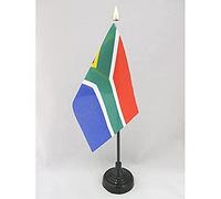 AZ FLAG - Mini Drapeau Afrique du Sud De Table - 15x10 cm - Drapeau Sud Africain De Bureau 100% Polyester Avec Hampe Pointe Dorée 25cm