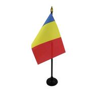 AZ FLAG - Mini Drapeau Andorre Civil De Table - 15x10 cm - Drapeau Andorran De Bureau 100% Polyester Avec Hampe Pointe Dorée 25cm