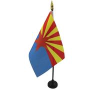 AZ FLAG - Mini Drapeau Arizona De Table - 15x10 cm - Drapeau De L'État Américain De L'Arizona De Bureau 100% Polyester Avec Hampe Pointe Dorée 25cm