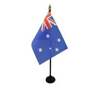 AZ FLAG - Mini Drapeau Australie De Table - 15x10 cm - Drapeau Australien De Bureau 100% Polyester Avec Hampe Pointe Dorée 25cm