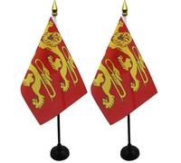 AZ FLAG - Mini Drapeau Basse-Normandie De Table - 15x10 cm - Drapeau Bas-Normand De Bureau 100% Polyester Avec Hampe Pointe Dorée 25cm (Lot de 2)