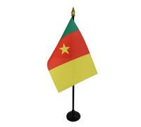 AZ FLAG - Mini Drapeau Cameroun De Table - 15x10 cm - Drapeau Camerounais De Bureau 100% Polyester Avec Hampe Pointe Dorée 25cm