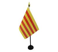 AZ FLAG - Mini Drapeau Catalogne De Table - 15x10 cm - Drapeau Catalan De Bureau 100% Polyester Avec Hampe Pointe Dorée 25cm
