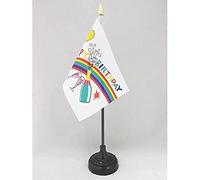 AZ FLAG - Mini Drapeau C'est la fête De Table - 15x10 cm - Drapeau Party Time De Bureau 100% Polyester Avec Hampe Pointe Dorée 25cm