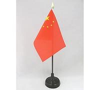 AZ FLAG - Mini Drapeau Chine De Table - 15x10 cm - Drapeau Chinois De Bureau 100% Polyester Avec Hampe Pointe Dorée 25cm
