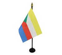 AZ FLAG - Mini Drapeau Comores De Table - 15x10 cm - Drapeau Comorien De Bureau 100% Polyester Avec Hampe Pointe Dorée 25cm