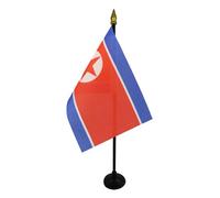 AZ FLAG - Mini Drapeau Corée du Nord De Table - 15x10 cm - Drapeau Nord Coréen De Bureau 100% Polyester Avec Hampe Pointe Dorée 25cm