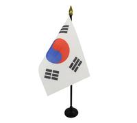 AZ FLAG - Mini Drapeau Corée du Sud De Table - 15x10 cm - Drapeau Coréen De Bureau 100% Polyester Avec Hampe Pointe Dorée 25cm